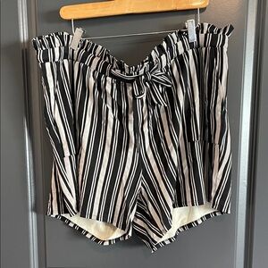 Torrid High Waist Black and Grey Striped Shorts